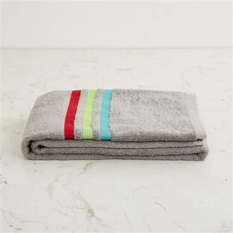 Buy Harbour Grey Striped Cotton Bath Towel - 60x120 cm from Home Centre ...