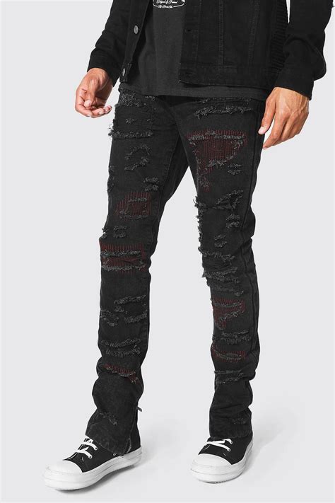 Tall Skinny Rigid All Over Rip Jean | boohoo UK
