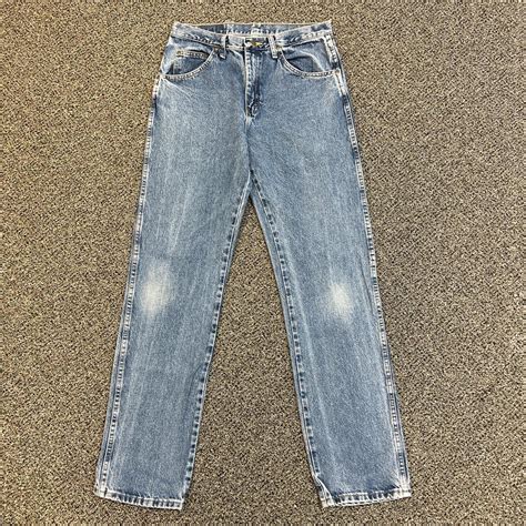 Wrangler Vintage Wash Blue Jeans 33x34 Brand:... - Depop