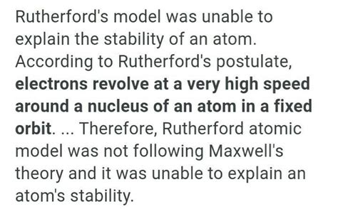 why Rutherford's model could not explain the stability of an atom ...