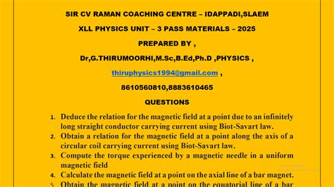 12th Physics Unit - 3 Pass Materials EM 2024 - 25 | Kalvi Kadal Materials