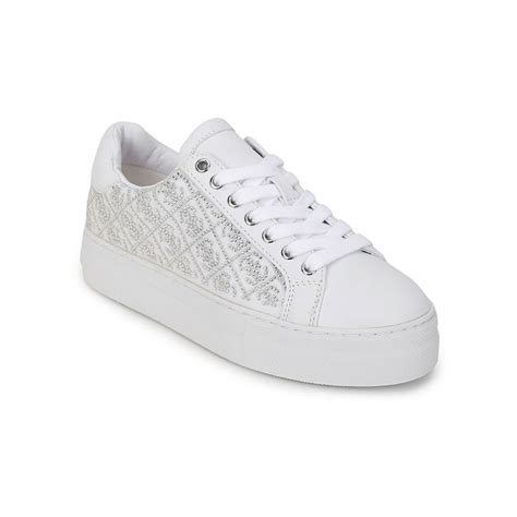 Buy Guess White Lace-Ups Embellished Sneakers Online