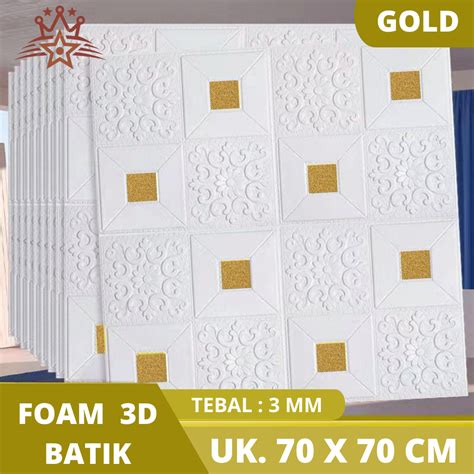 PALING MURAH!! WALLPAPER 3D BRICK FOAM BATIK (SUN FLOWER) + STICKER WARNA TEBAL 3 MM WALLPAPER ...