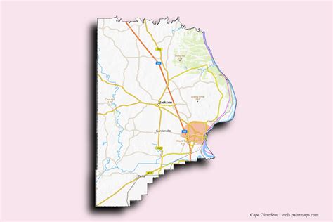 Sample maps of Cape Girardeau generated with map cropping (masking) tool.