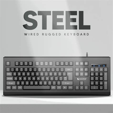 Steel 104 Membrane Keys Rugged Wired Keyboard, 10Million+ Keystrokes