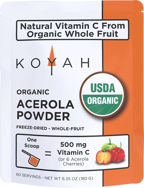 Amazon.com: KOYAH - Organic Acerola Powder: Freeze-Dried, 100% Pure ...