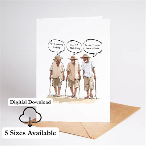 Funny Old Man Card Printable Senior Birthday Card for Dad or Grandpa ...