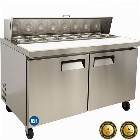 60" Sandwich Prep Table Refrigerator – 2-Door Commercial Stainless ...