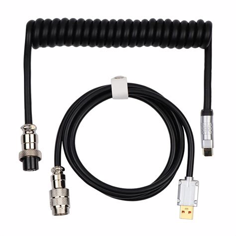 EPOMAKER Puff Aviator Coiled USB Cable, Type C Detachable Mechanical ...