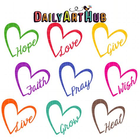 Word of Heart Clip Art Set – Daily Art Hub // Graphics, Alphabets & SVG