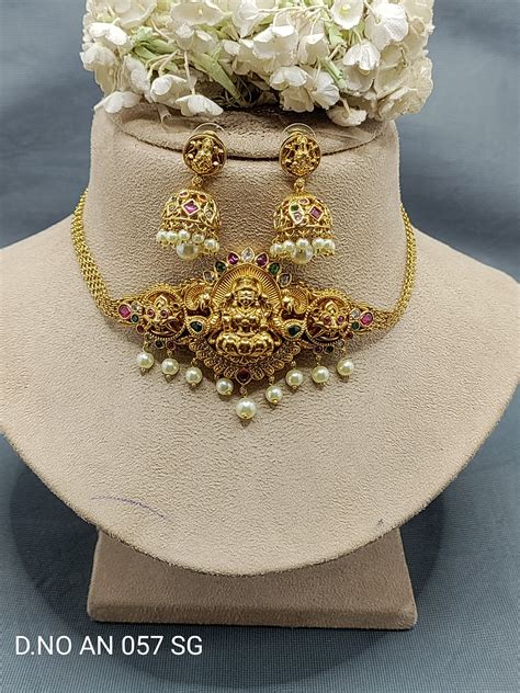 Antique Golden Temple Chokar Necklace Set Sku AN 057 SG D5 – rchie ...