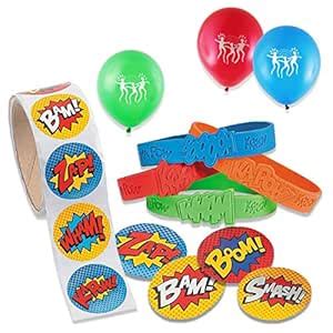 Buy Superhero Party Favor Treat Pack with 100 Comic Book Themed ...