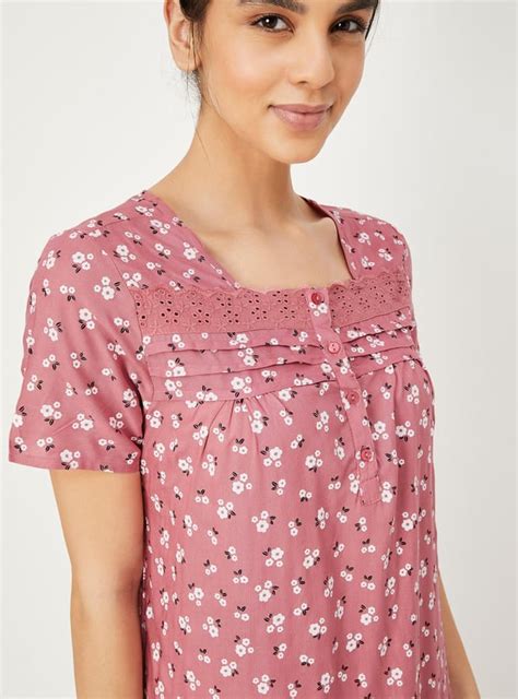 Buy Women Floral Printed Nightgown Online at just Rs. 799.0 ...