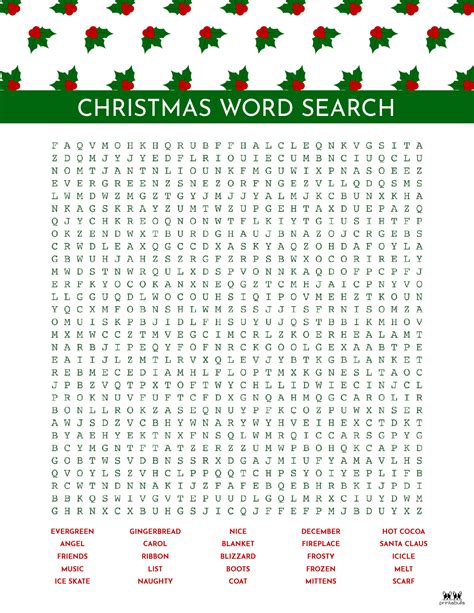 Printable Christmas Word Search Hard