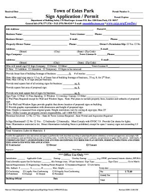 Fillable Online Town of Estes Park Sign Application / Permit Fax Email ...