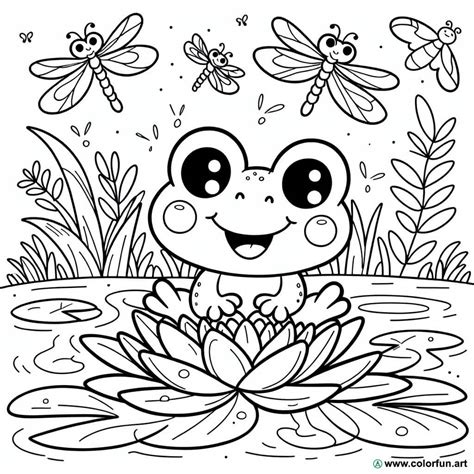 Cute frog coloring page Download or Print for free