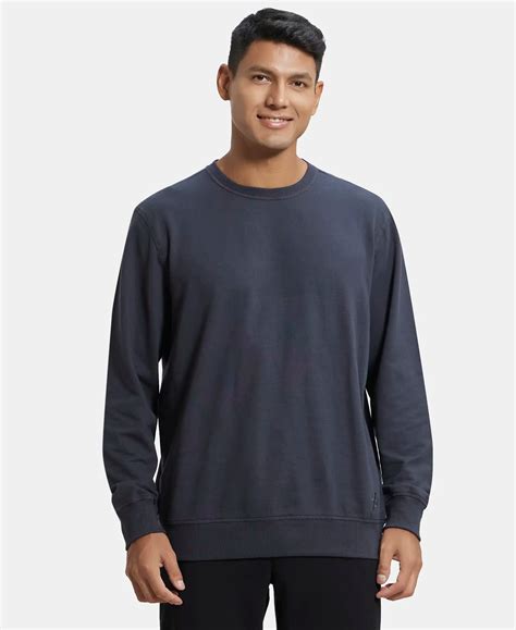 Buy Super Combed Cotton French Terry Solid Sweatshirt with Ribbed Cuffs ...