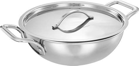 Buy Amazon Brand - Solimo Tri-ply Stainless Steel Induction Base Kadhai ...