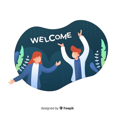 People welcoming concept with foliage in background | Free Vector