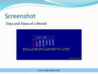 Image result for Coding for a Calendar Using C-language
