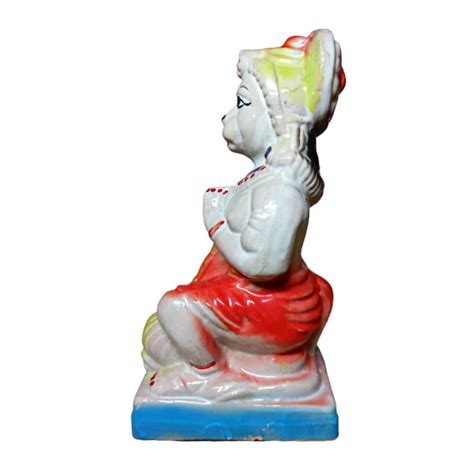 Buy Lord Hanuman Ji Sitting Statue in Ceramic for Home and Office Décor ...
