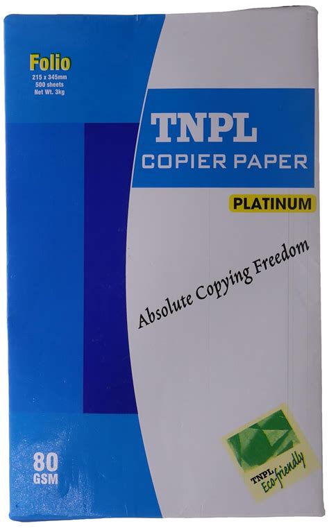 TNPL Copier Platinum - FS, 80 GSM, 500 Sheets, 1 Ream : Amazon.in ...