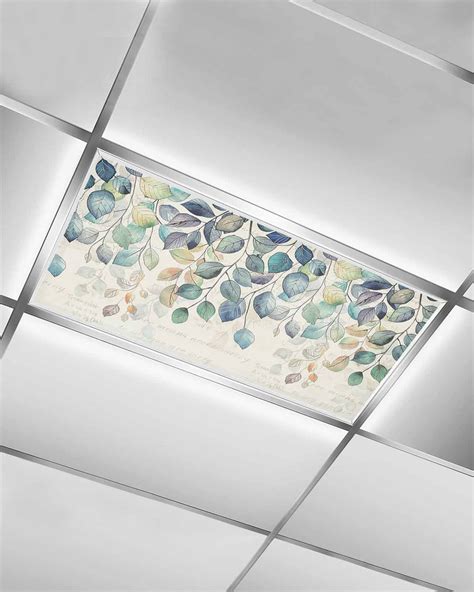 Fluorescent Light Covers for Ceiling Lights 1 Pack, Blue Teal Botanical ...