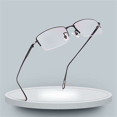 欧杰欧OJO 新款纯钛眼镜框商务镜框 高端男士超轻半框钛架 枪色_框架眼镜_OJO眼镜网