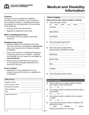 Medical and Disability Information Form - Blank Fillable Template ...