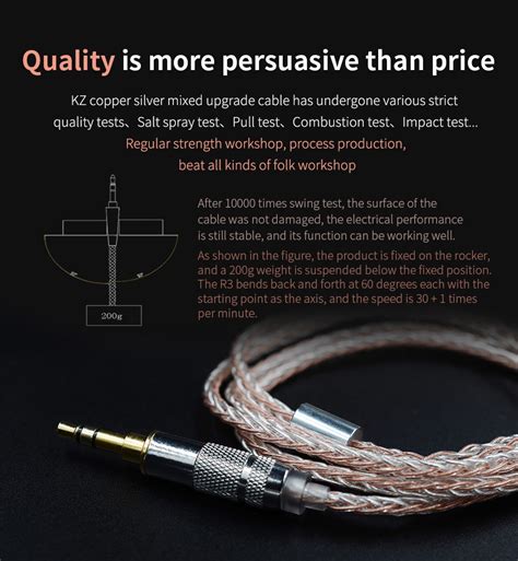 KZ Headphone Copper silver mixed plated upgrade cable Earphone Cable ...