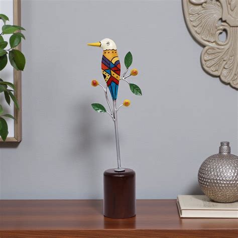 Buy VEDAS Mystical Indian Nitya Metal Hand Painted Bird Figurine from ...