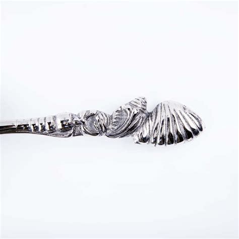 Aluminum Seashell Salad Server Set of 2 | Silver Salad Spoons