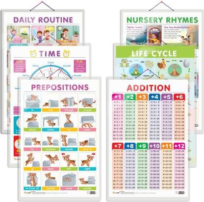 Set of 6 Life Cycle, TIME, ADDITION, DAILY ROUTINE, NURSERY RHYMES and ...