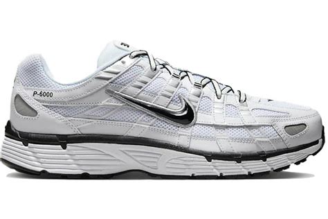 Nike P-6000 White Metallic Silver Black Men's - CD6404-107 - US