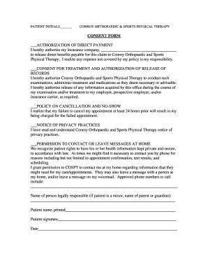 Fillable Online Consent form - Conroy Physical Therapy Fax Email Print ...