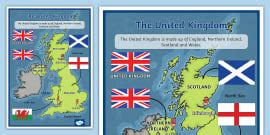 Map of UK Counties Display Poster