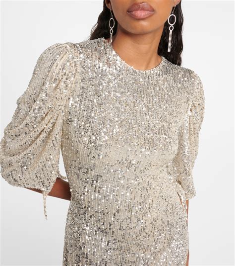 Drama sequined midi dress in silver - Roberta Einer | Mytheresa