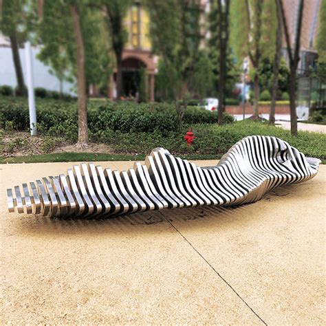 艺术创意不锈钢切片拼接室外休闲椅 - 惠州市纪元园林景观工程有限公司