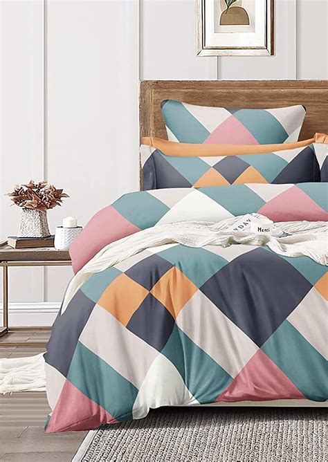 Buy TIB Glace Cotton Geometric Duvet Cover Single Bed | Quilt Cover ...
