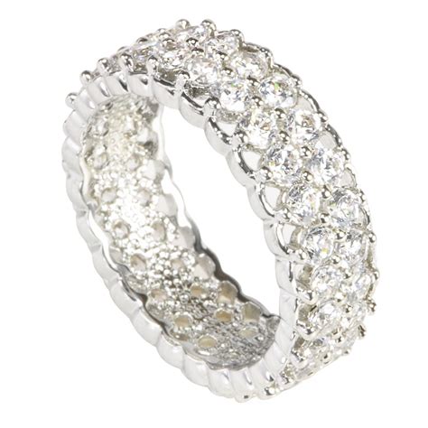 Womens Sterling Silver Eternity Ring 8mm Wide | Jewelryland.com