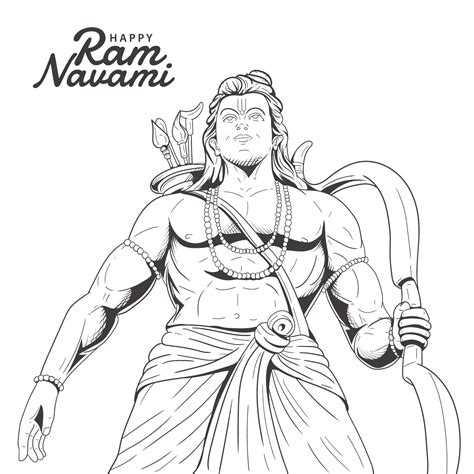 illustration sketch of Lord Rama with bow arrow. Happy Ram Navami 20866536 Vector Art at Vecteezy