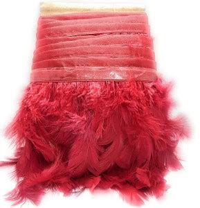 Kavmart 4" INCH Designer Super Feather Fur Lace (10 Meters) (Red) Lace ...