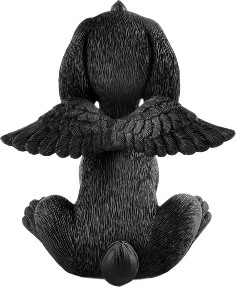 Buy Bereavement Memorial Black Bunny Rabbit Angel Figurine with Angel ...