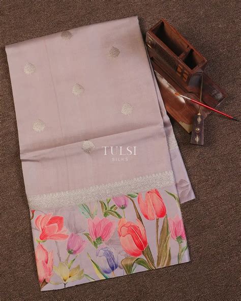 Buy Light Lavender Banaras Kathan Silk Saree T600027