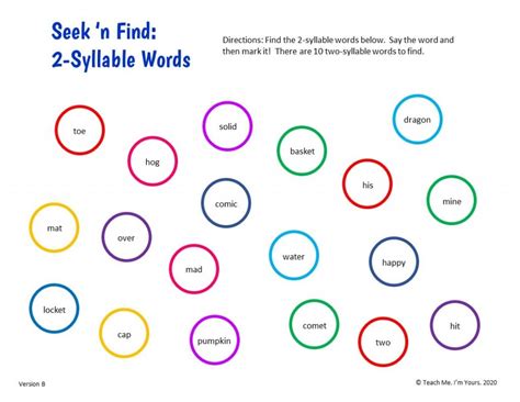 2 Syllable Words: Teaching Tips and Fun Activity Ideas | Teach Me. I'm ...