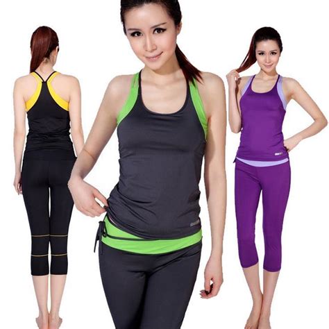2014 women brand yoga suit fitness clothes tight running workout ...