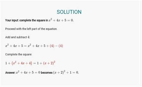 Find the roots of x ^2 + 4x + 5 = 0 if they exist, by the method of ...