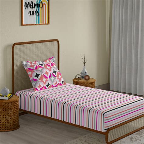 Buy STELLAR HOME Lilly Cotton 104TC Geometric Print 2Pcs Single ...