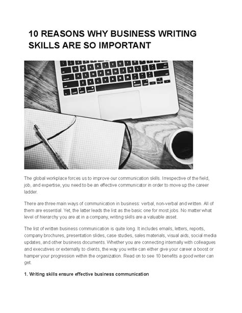 10 Reasons WHY Business Writing Skills ARE SO Important - 10 REASONS WHY BUSINESS WRITING SKILLS ...