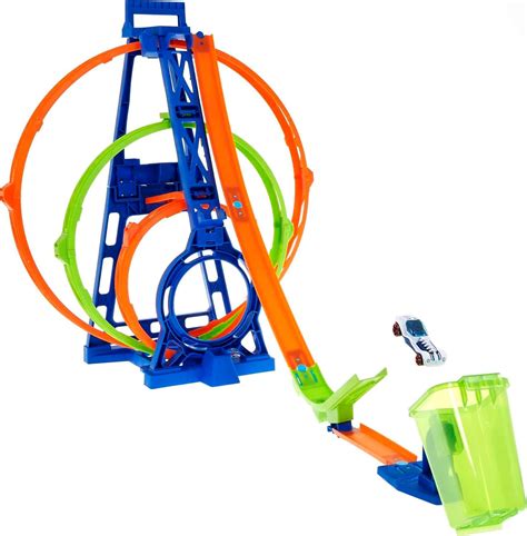 Buy Hot Wheels Track with 1 Hot Wheels Car, Triple Loop Kit Track Set ...